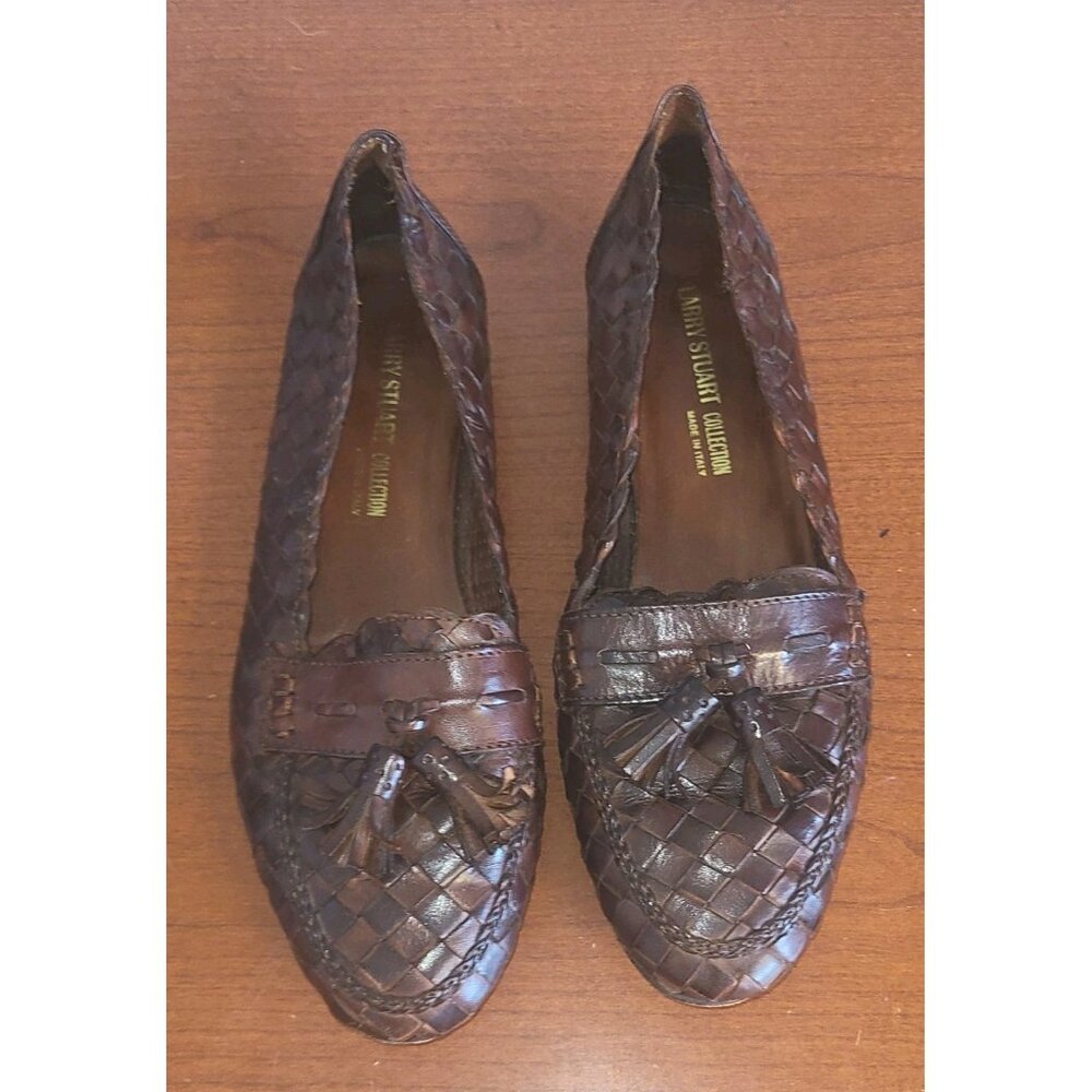 Larry Stuart Woman's Sz.6 Shoes  Brown Woven Flats PointEd Toe Loafers